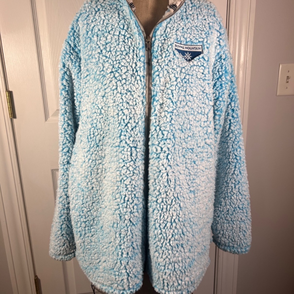 New Soft Sherpa Light Blue Fleece Full Zip Ski Walking Jacket Boyne Mountain XL